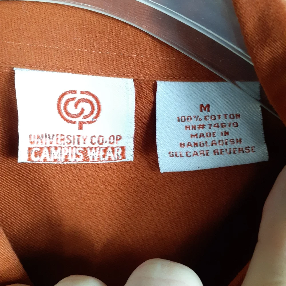 University Co-Op Campus Wear Texas Longhorns Shirt 100% Cotton Burnt Orange M_7
